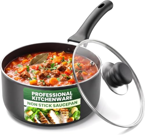 Utopia Kitchen Saucepan 2 QT Detachable Handle with Lid Grey...