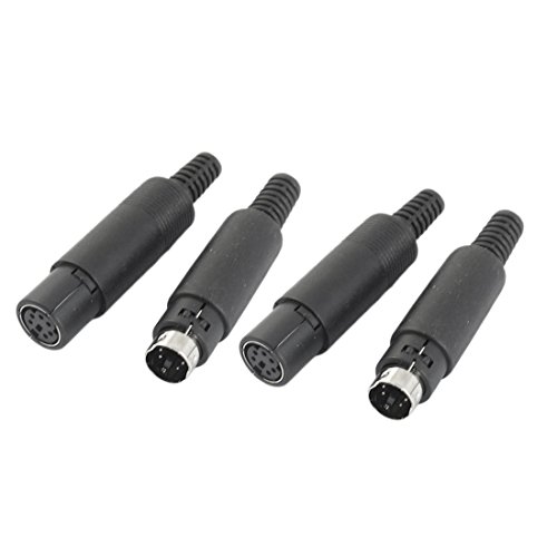 Aexit 2 pares adaptadores conector DIN 6 pines miniatura 1