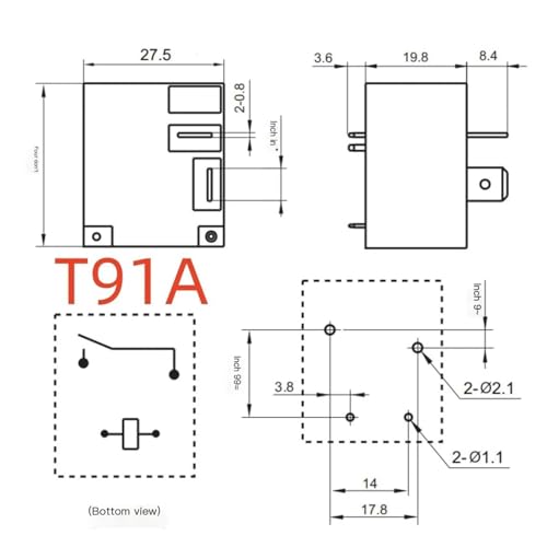 Relé de 4 pines GKT90-2-12VDC-A componente electronico T91A-30A de 12v 2