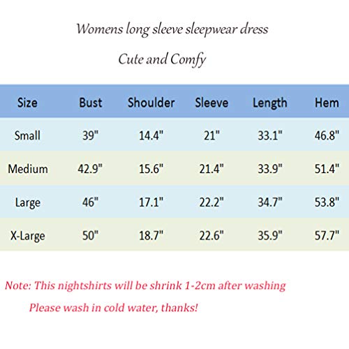 Women's Cotton Sleepwear Long Sleeves Nightgown Print Tee Sleep Dress (X-Large, Kitty)