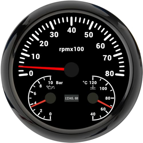 Tacómetro de 0-8000 RPM para carreras nocturnas con esferas de temperatura y presión de aceite