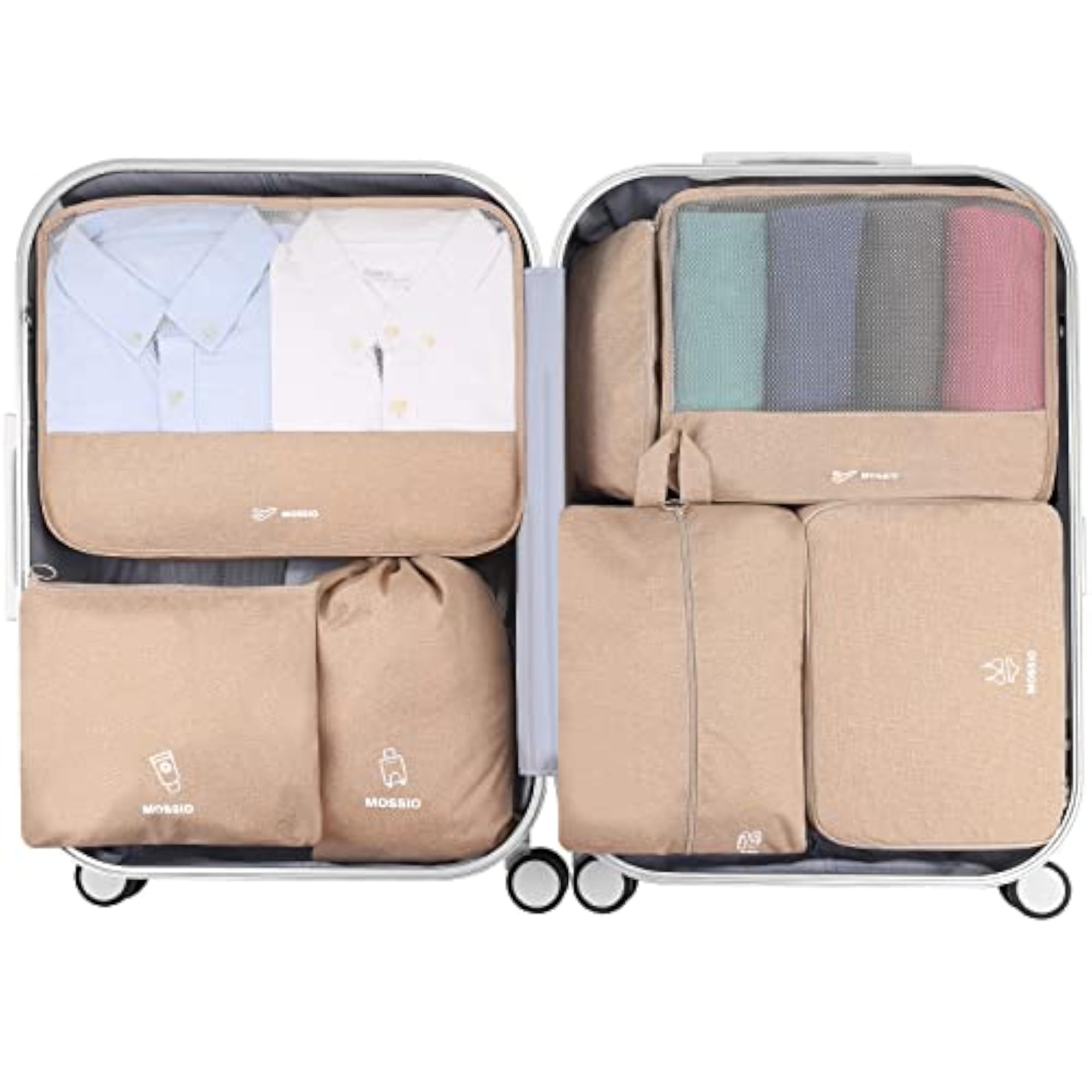 6 Set Packing Cubes with Shoe Bag, Travel Organizer