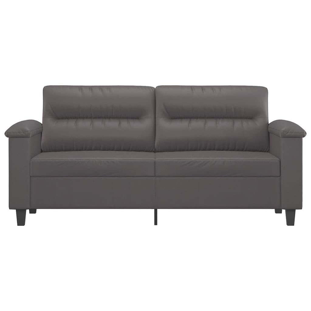 vidaXL Sofá de 2 Plazas, Sofá con Reposabrazos Respaldo, Sofá Biplaza Tapizado, Mueble Asiento para Salón Dormitorio, Cuero Sintético Gris