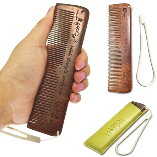 Image of ICGIYN Wooden Hair Comb For Labor Pain, Natural Relief of Pregnancy Contraction, Birthing Comb with Cute Designs, Leather Cover, For Women Pregnant Mothers