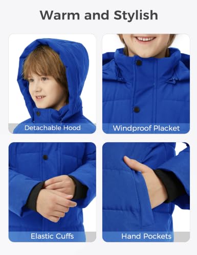 Image of wantdo Boys' Winter Coat Thick Puffer Jacket Snow Wear With Removable Hood