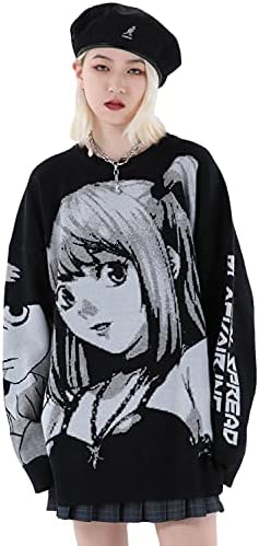 FELLVISHK Anime Girl Figure Sweater Graphic Long Sleeve Oversize Knitwear Sweatshirt Unisex 3D
