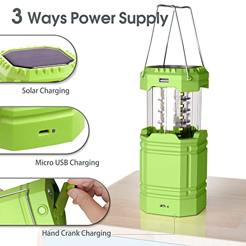 Miniatura 2 de Farol De Solar Camping Recargable Con Manivela, Linterna Led Con 3 Vías De Energía, Banco De Energía De Emergencia De 3000mah, Lámpara De Luz Impermeable Para Senderismo, Kit De Supervivencia