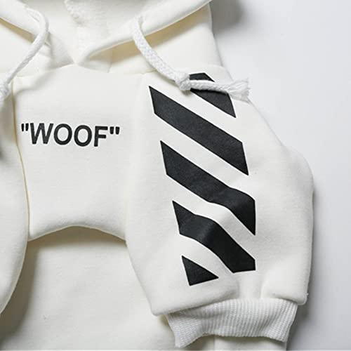 Hundemantel für kleine Hunde, Mode Hoodie, Hund Wintermantel, Hundejacke Geeignet für Schnauzer, Corgi, Französische Bulldogge, Teddy usw Weiß XL