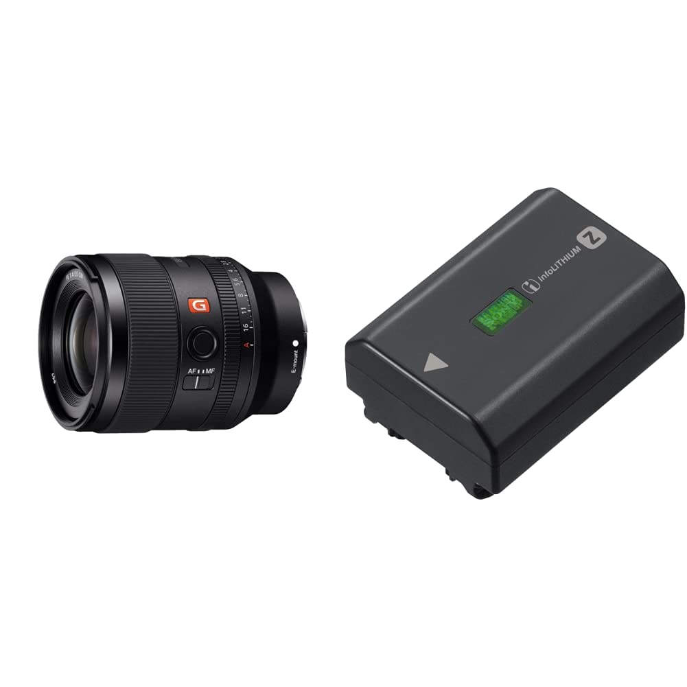 Sony SEL-35F14GM - Obiettivo Grandangolare a Focale Fissa 35mm F1.4, Serie G-Master, Mirrorless Full-Frame & NP-FZ100 - Batteria originale ricaricabile per Fotocamere Alpha 6600, 7C, 7M3