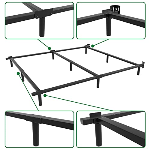 Diiyiv King Size Metal Bed Frame 7 Inch Support Platform Bed Frame For Box Spring And Mattress Set 9-Leg Base Heavy Duty Bedframe Tool-Free Easy Assembly Black #TOP3