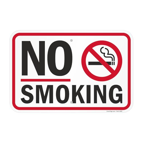 Panneau interdiction de fumer SmartSign en aluminium de 30,5 x 45,7 cm pour signalisation