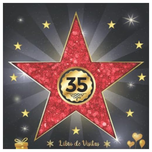 Libro de Visitas 35 Cumpleaños: fiesta cumpleaños 35 años | Felicitaciones y fotos de los invitados | Hollywod el paseo de la fama | para hombres y mujeres