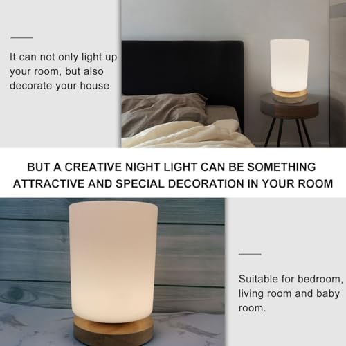 Lámpara de Mesa de Noche LED DOITOOL de Madera y USB miniatura 5