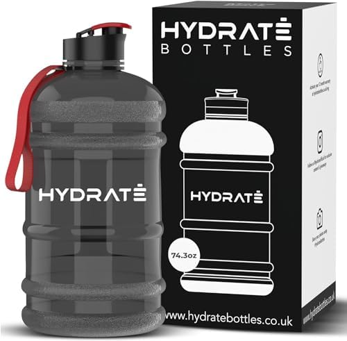 HYDRATE Butelka na wodę XL o pojemności 2,2 l, bez BPA, szczelna, z zatyczką, idealna na siłownię, dla dorosłych, na czystą wodę, bardzo mocne tworzywo, do uprawiania sportu, rugby, w podróż, 2,2 l