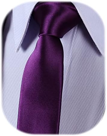 HISDERN Mens 2.16" Skinny Tie Solid Color/Paisley/Dot Casual Slim Necktie for Men (5.5cm)