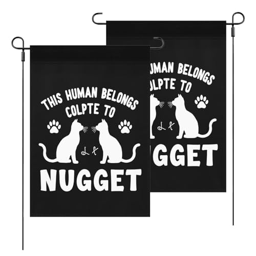 Made In US Cat Name Nugget Human Belongs To Cat Name Nugget Yard Flags Art Banners Farmhouse