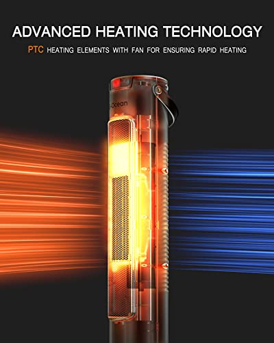 24" Space Heater For Indoor Use, 1500W Fast Heating Ceramic Heater With Thermostat, Remote, Overheat&Tip-Over Protection, 9H Timer, 60° Oscillating Portable Electric Heater For Office Bedroom #TOP4