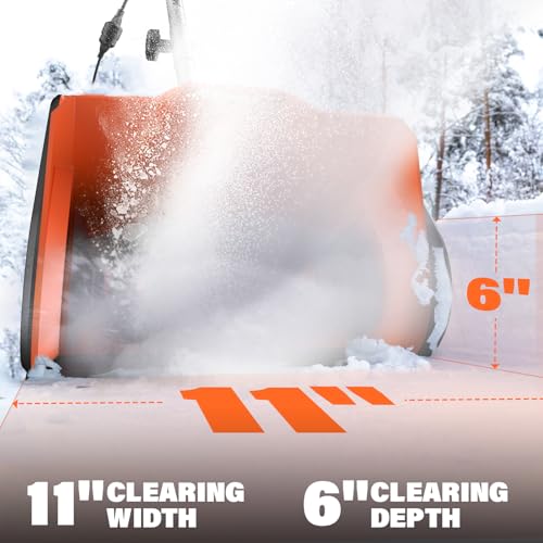 Maxlander Electric Snow Shovel, 11 inch 10Amp Corded Snow Shovel for Driveway, Electric Shovel for Snow Removal with Powerful Motor and Adjustable Handle, 300lbs/Min