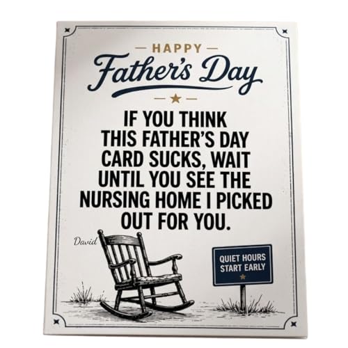 84WONDER Nursing Home Dad Card - Funny Dark Humor Father’s Day Card for Dad Papa from Daughter Son, If You Think This Card Sucks Joke, Sarcastic Greeting Card with Envelope