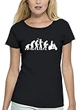 modisch geschnitten Mofa Premium Damen T-Shirt aus Bio Baumwolle Evolution Motorroller Marke Stanley Stella, Größe: L,Black