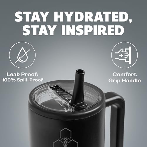 Image of HYV HydroMax 1.2 Litre Insulated Tumbler with Straw | Stainless Steel Water Bottle | Leakproof Sipper Bottle for Adults & Kids | 12H Hot & 24H Cold | Gym, Office, Travel & School Flask | Electric Pink