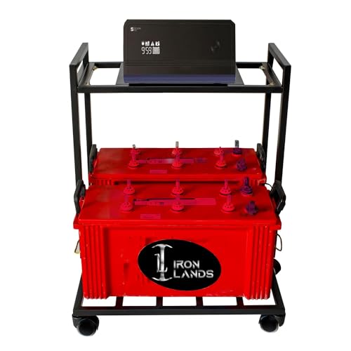 Image of IRON LANDS Double Battery Heavy Metal Inverter Trolley UPS Stand with Wheels for Home and Office - Cabinet with Shelf