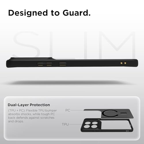 Image of RIGGEAR Shockproof Sleek Hybrid Armor Magnetic Back Cover Case Compatible with MagSafe Accessories for Motorola Moto Signature 5G (Smoke Black Matte PC + Black TPU Bumper)
