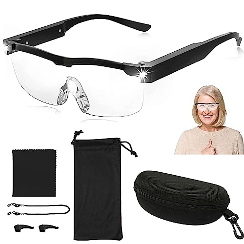 Lupenbrille mit Licht Testsieger,300% Vergrößerungsbrille mit 2 LED lichts,lupenbrille für brillenträger,Lupenbrille mit Licht für Brillenträger