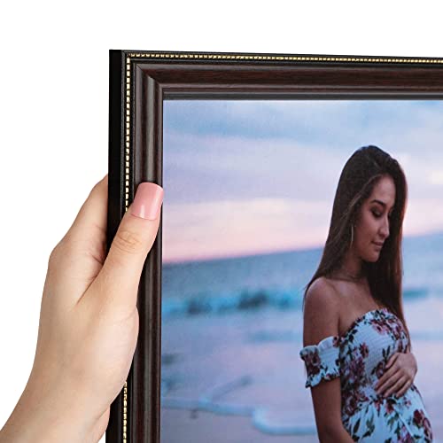 ArtToFrames 24x33 inch Mahagony with Gold Beads Wood Picture Frame, 2WOM0066-80886-120-24x33