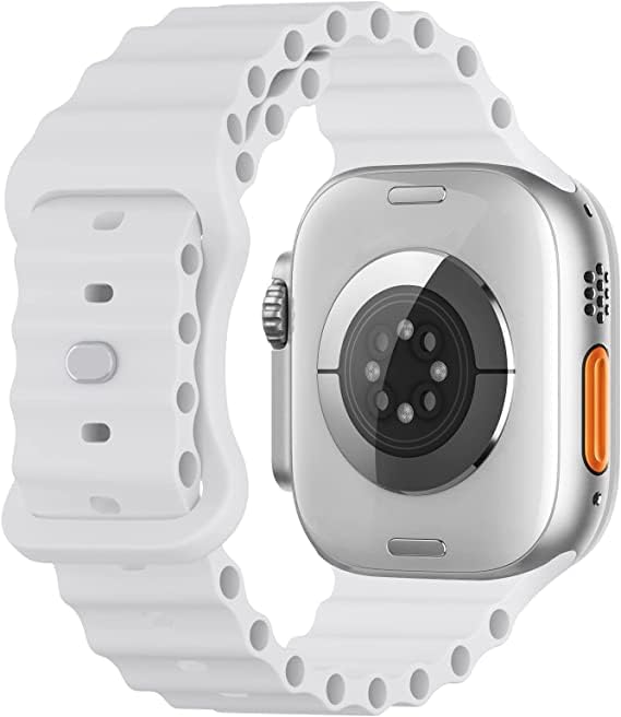 VURIOZZ Strap Compatible with iPhone Watch Ultra 49mm 45mm 44mm 42mm, Adjustable Loop Breathable Silicone Sport Strap Men Women for iWatch Bands Series 8 7 6 5 4 3 2 1 SE (White Silicone) (B0CGQ5NVFS) Amazon Price History, Amazon Price Tracker
