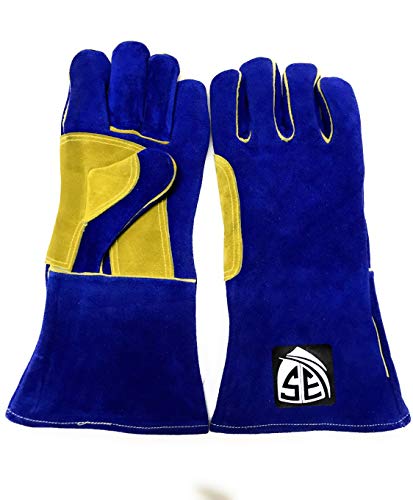 Safety Expretss welding Leather gloves Fleece Lined Tig/Mig stove heat gloves