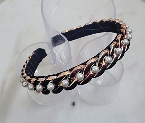 Image of Elegant Rosegold Handcrafted Thick Chain Hairbands Headbands for Girls & Women (Pack of 1)