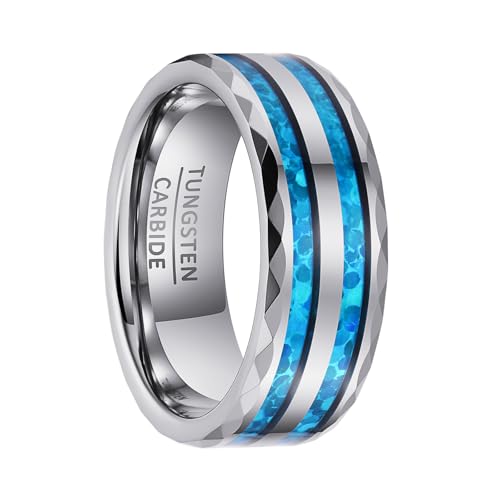 SOXEMAN Bague en tungstène de 8 mm de large avec des accents de couleurs vives – Bijoux...