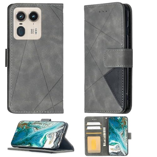 Aroepurt Case Compatible for Motorola Edge 50 Ultra Phone Case Cover Flip Stand Cover PU Leather Wallet Case Grey