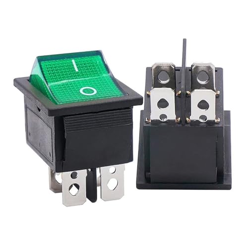 Interruptor basculante KCD4 verde con luz de 4 pines y 2 posiciones pack de 2 5
