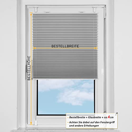 BelleMax Plissee ohne Bohren Verdunkelung Klemmfix, Thermo Plissee Hellgrau 105x110 cm(BxH)… – Ansicht 6