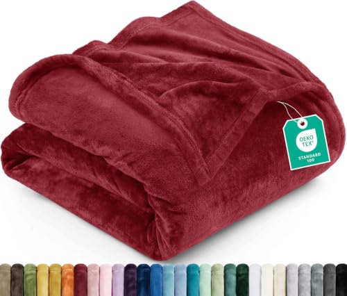 Image of Utopia Bedding Soft Fleece Bed Blanket Queen Size Burgundy (90x90 Inch)