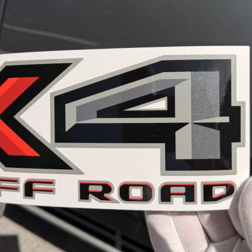 Image of GOLD HOOK FX4 Off Road Decals Compatible with Ford F-150 2015-2026 - Diamond Series - Black & Red Diamond Finish - Set of 2