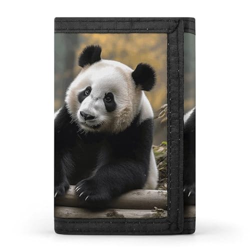 Two Big Pandas Trifold Wallet for Men - Money Clip Slim Wallets with Multiple Card Slots Minimalist Small Front Pocket Wallet for Everyday Carry