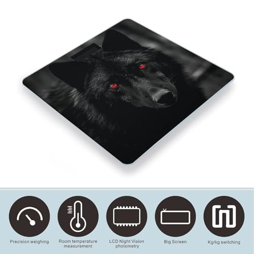 Báscula Digital de Cuerpo con Alta Precisión Black Red Eyed Wolf miniatura 3