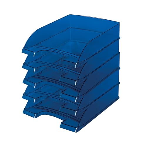LEITZ 52260039 Plus Standard, Vaschetta Porta Corrispondenza, Formato A4, Colore Blu, 5 Pezzi