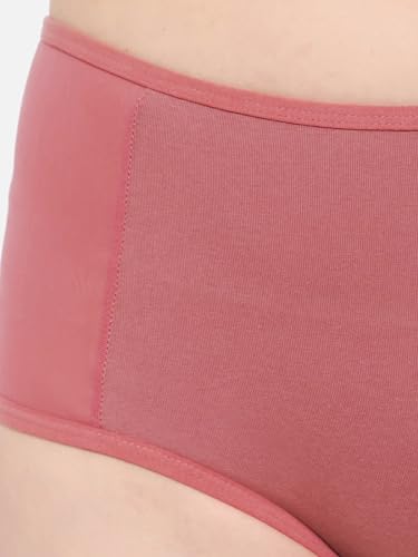 Image of Clovia Women's Cotton High Waist Hipster Panty with Powernet Panels in Pink