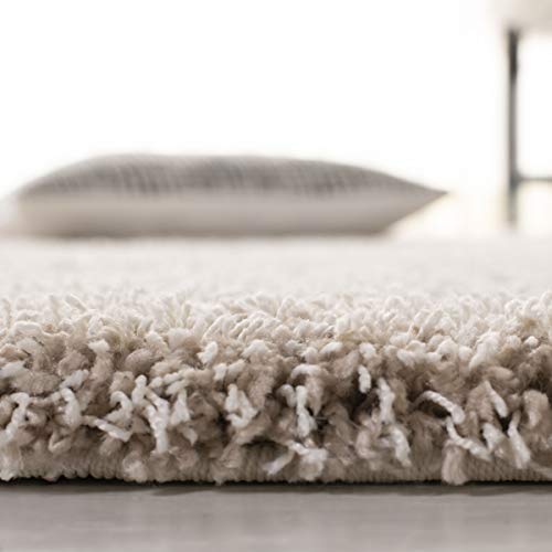 SAFAVIEH California Shag Collection Area Rug - 6'7" x 9'6", Beige, Non-Shedding & Easy to Clean, Ultra Plush Thick Pile, Ideal for Living Room, Bedroom, Dining Space (SG151-1313)