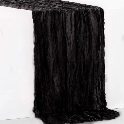 10 Pack Black Cheesecloth Table Runner 35x120 Inch 10Ft Rustic Gauze Cheese Cloth Thanksgiving Table Runner Sheer Cheesecloth Table Runners for Wedding Party Bridal Shower Decoration by SuBleer - Used condition - Image 7