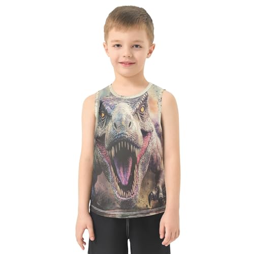 Boys Tank Top Shirts Dinosaur Wildlife Animal Sleeveless T-Shirts Crew Neck for Kids Clothing Children2