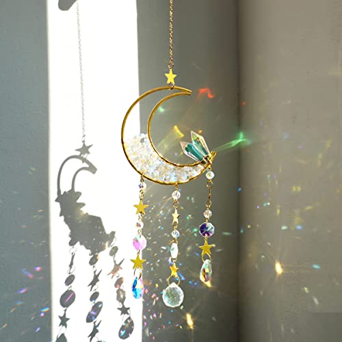 Artilady Crystal Window Suncatcher - Sun Catchers Crystal Ball Moon Dream Catcher With Opal Crystal Rainbow Maker Garden Indoor Outdoor Tree Decorations For Mom From Daughter #TOP20
