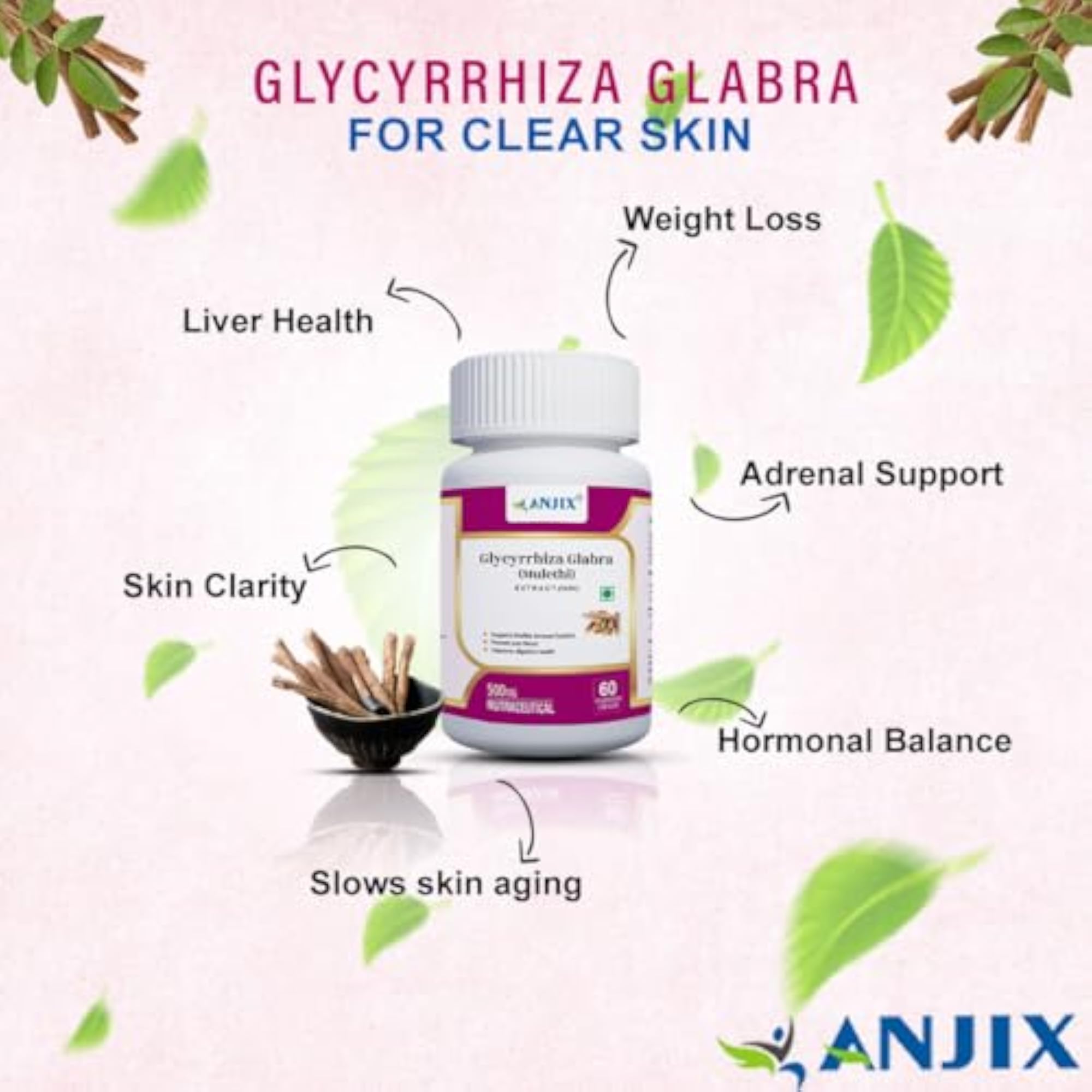 ANJIX Glycyrhiza Glabra Extract, Herbal Supplement