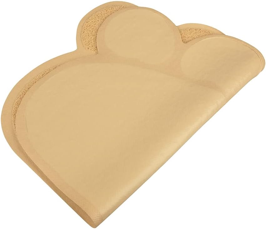 Paw-Shaped Large Cat Litter Tray Mat,60x45 cm (Creamy) - Image 3
