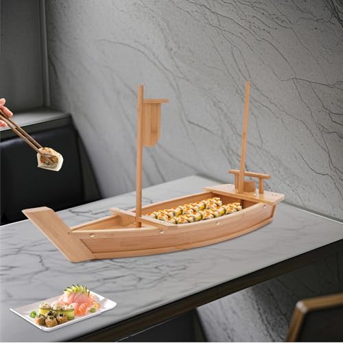 Bandeja Sushi de Bambú en Forma de Barco 28 Pulgadas miniatura 6