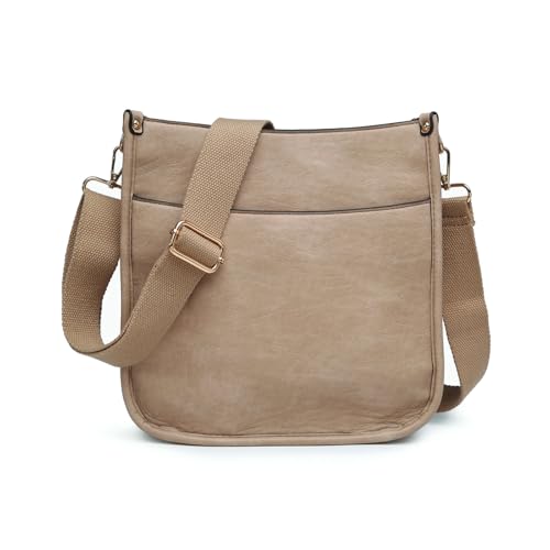 Image of Posie Crossbody Bags for Women Trendy Vegan Leather Hobo Purses Shoulder Handbags with Wide Adjustable Guitar Strap